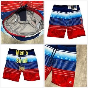 Men's Zeroxposur Small Swim Drawstring Shorts Trunks Hybrid Black Elastic Waist